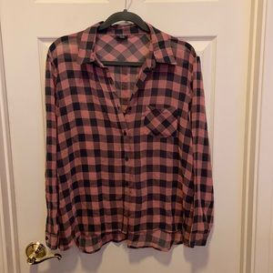Sheer, long sleeve button up